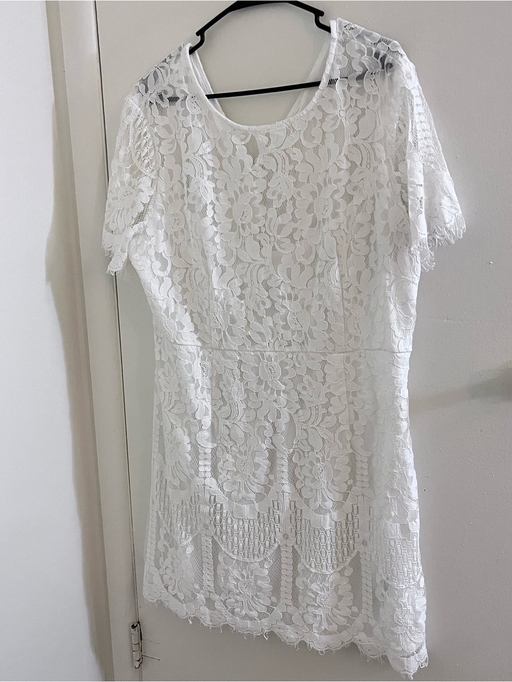 SHEIN Curve 3XL White Lace Mini Shirt Dress 35” Cotton Nylon